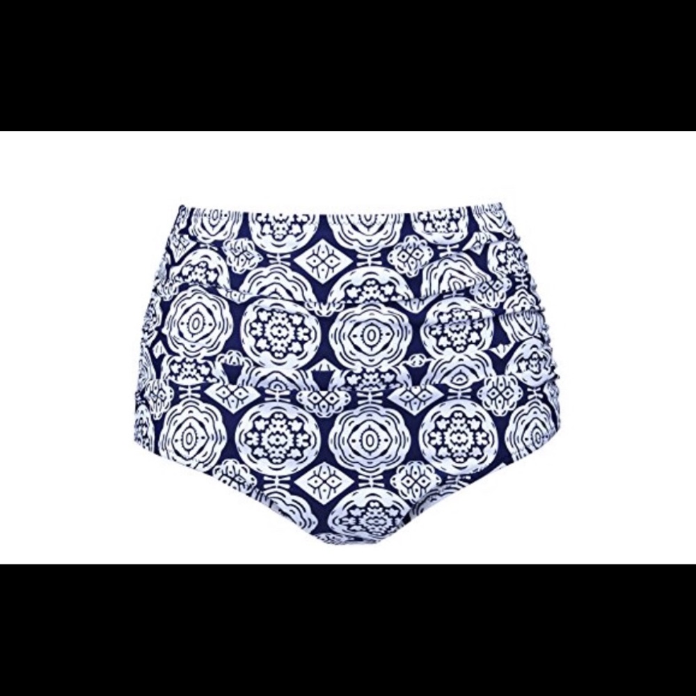 Navy and White High Waisted Bikini Bottoms NWT